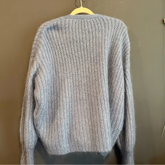 Sézane Vintage Blue V-Neck Achille Cardigan - Picture 11 of 14